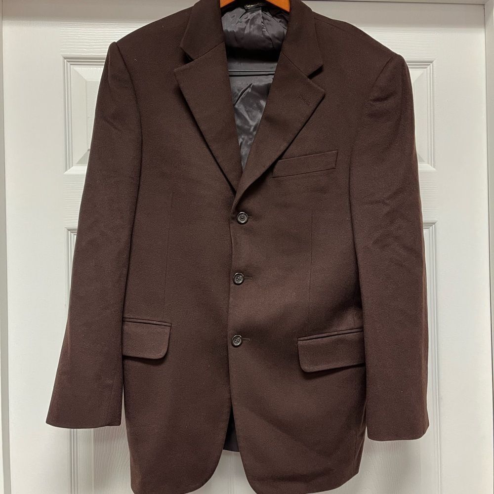 Barney’s New York Brown Cashmere Suit Jacket Blazer sz 40R EUC